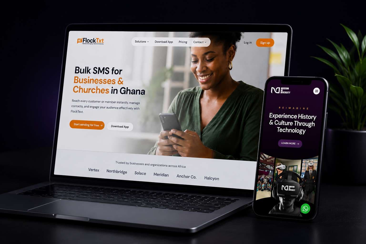 Jesta digital services — web, mobile and marketing work displayed across devices