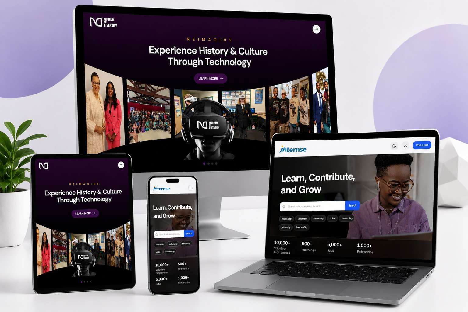Website design work — Museum of Diversity and Internse projects